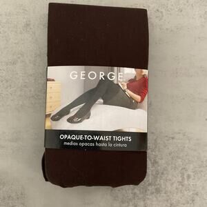 George Womens Opaque Tights Size 3 Microfiber Brown Cafe To Waist Classic Style
